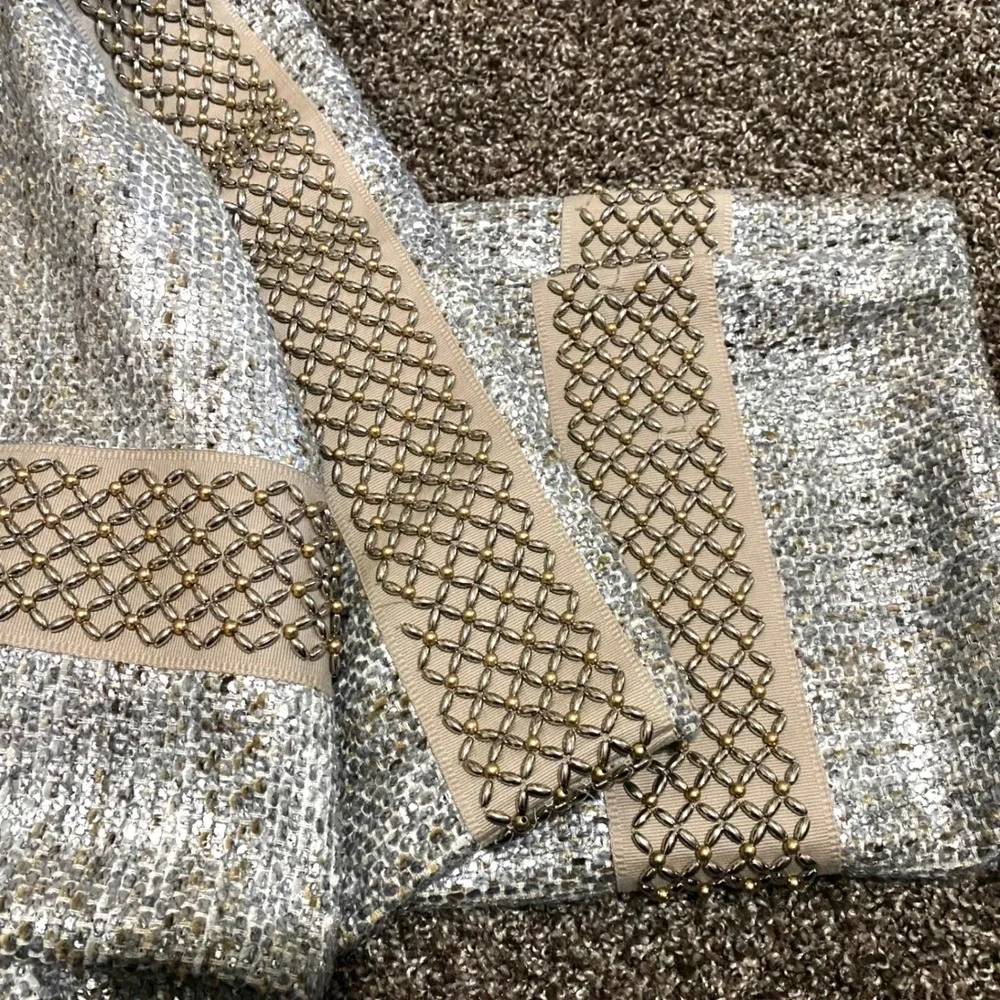 Studio 773 Pillow Sham Covers set Glam Metallic Beaded Tweed Silver luxe 21x22.5